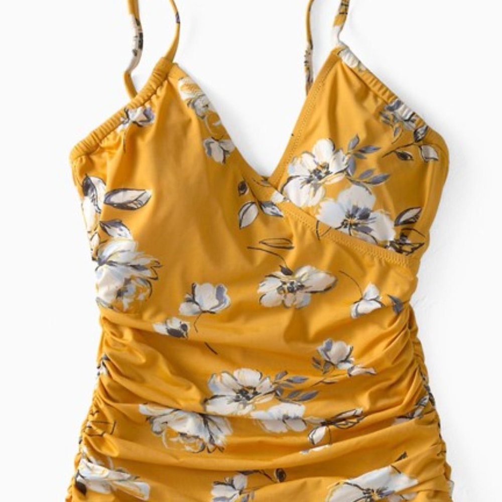 Garnet hill ruched surplice tankini top-size 8